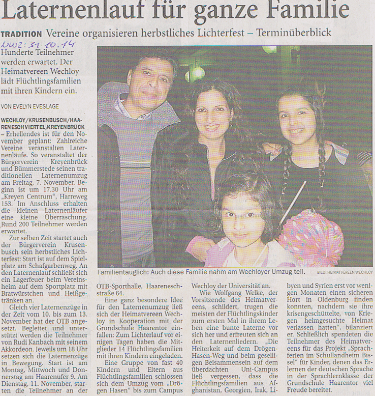  NWZ-Laternenumzug im Okt. 2014