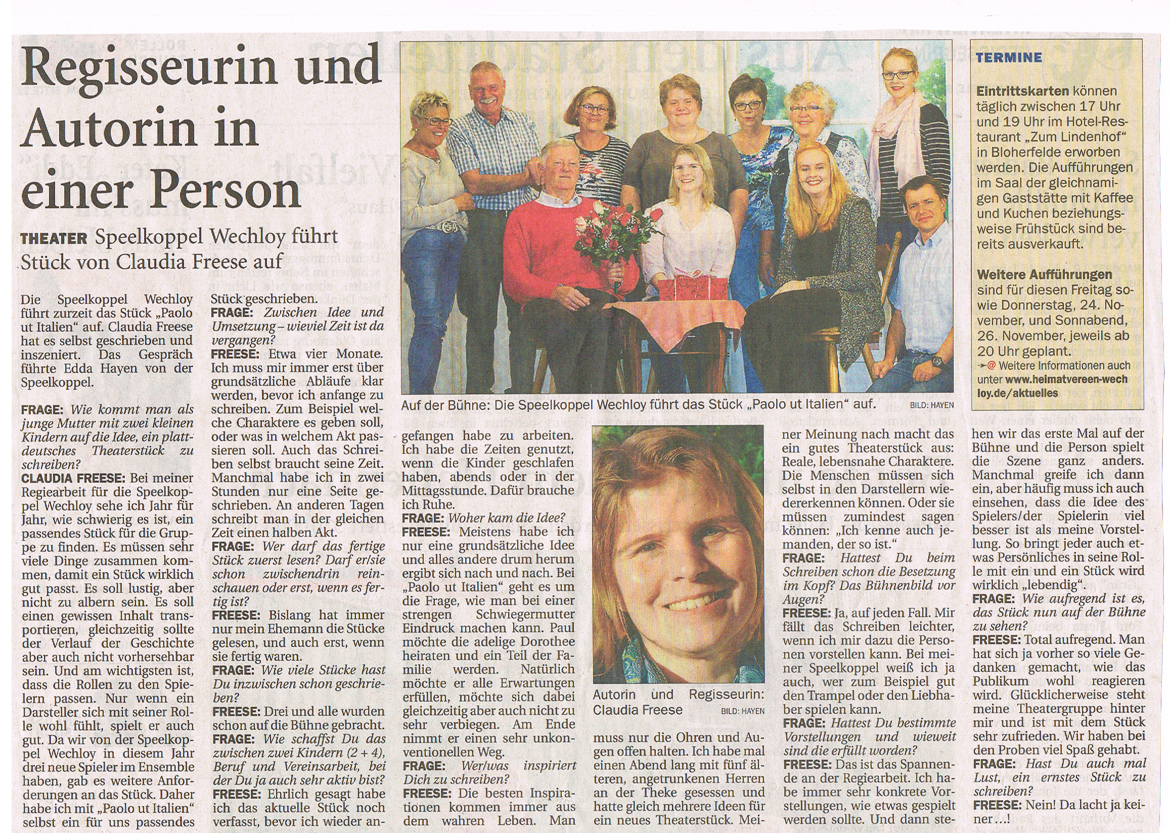 Interview Claudia Freese zu: Paolo ut Italien